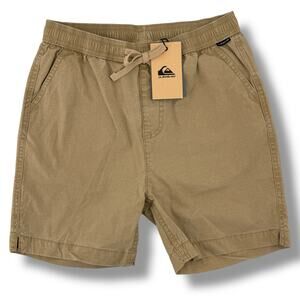 Quiksilver Taxer Shorts Boys Sz Medium 12 5" Inseam Khaki Elastic Waist